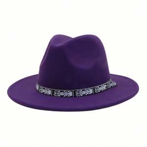 Sombrero Fedora de Fieltro Estilo Étnico Retro Británico, Sombrero Jazz de Ala Ancha para Hombres y Mujeres, Vestimenta Casual - Product Image 5