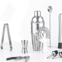 Ensemble de shaker à cocktails en acier inoxydable de qualité supérieure avec support en bambou, kit d'outils de bar pour bar à domicile et fêtes