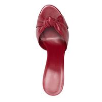Mules Élégantes Bordeaux à Talon Carré Personnalisable pour Femme, Sandales à Gros Talon Nœud et Chaussures à Talon Haut Confortables
