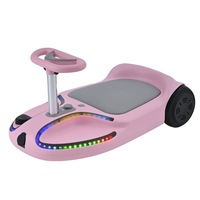 Voiture électrique rose 24V2A pour enfants, style trottinette, jouet à roulettes avec lumières LED, charge 100kg, anti-retournement, kart de drift