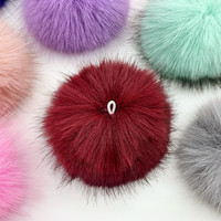Pompon en fourrure brodé style renard de 12 cm, boule moelleuse pour décoration de bagages, vêtements, chaussures, chapeaux, accessoires et garnitures