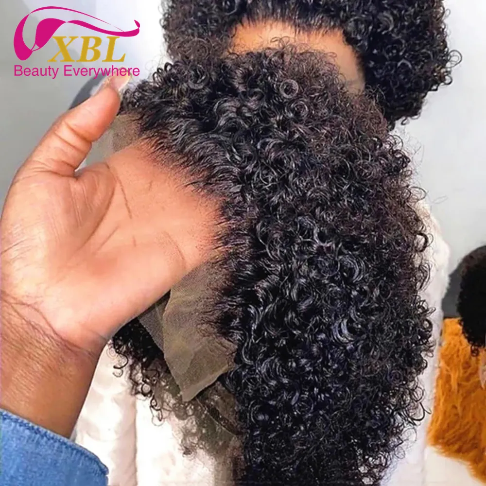 Perruque lace Closure Wig naturelle Remy courte — XBL, perruque Pixie 150%, cheveux humains, 4x4, cuticule alignée, pre-plucked, avec Baby Hair, 100%