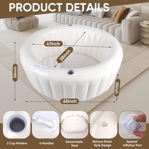 Piscine de naissance gonflable en PVC 65*55*26 pouces avec quatre poignées et siège amovible pour accouchement à domicile, piscine multifonctionnelle pour la relaxation - Product Image 2