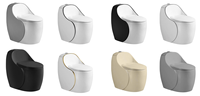 Nouveau best-seller Toilette une pièce Siphonic Forme d'oeuf Ligne dorée S-trap Cuvette de toilette une pièce Siphonic blanche de luxe à vendre