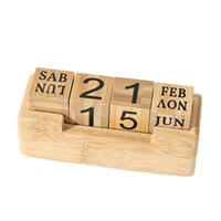 Calendrier Perpétuel Infini du Ramadan en Bloc de Bois de Bambou Peint Écologique Personnalisé pour Bureau et Maison