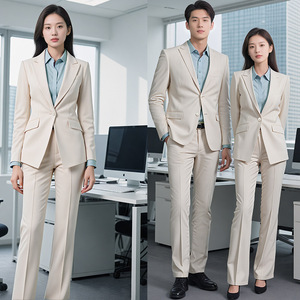 Men's And Women's Apricot Business Suits Anti-Wrinkle Worsted Work Formal Wear Adult Size 2613hyl - Product Image 1