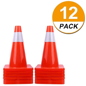 CITICITY 12 Pack 18" Reflective Traffic Cones Fluorescent Orange PVC Safety Cones with 4 Inch Reflective Strips for Road Parking - Product Image 2