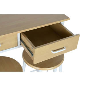 Set Tavolo MESA 3 Pezzi in Metallo e MDF 80X50X84 32X32X45 Naturale - Product Image 4