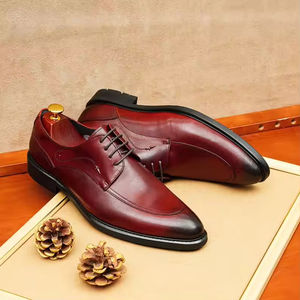 Mocasines Oxford de Cuero Genuino para Hombre, Estilo Italiano de Alta Gama, Hechos a Mano, Zapatos de Boda con Cierre Deslizante, Bordado Ligero Otoñal - Product Image 1