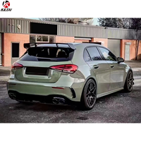 Spoiler Belakang Model A45 AMG Warna Hitam Gloss dengan Trim Merah untuk Mercedes-Benz Kelas A W177 2019-2023 Pemasangan Langsung
