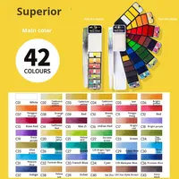 Ensemble de peinture à l'aquarelle solide en forme d'éventail Xiu Pu, sur papier, lavable, spécial artistes débutants, à partir de 3 ans, mini portable, fabriqué en Chine