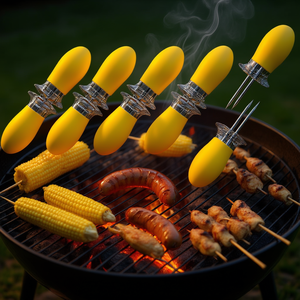 Soportes para Mazorcas de Maíz Amarillo, Pinchos de Acero Inoxidable Reutilizables, Herramientas de Cocina para Barbacoa al Aire Libre, 5 Pares - Product Image 2