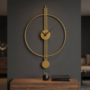Minimalist Gold Plated Round Wall <b>Clock</b> Quartz Analog Silent Hanging Design for Living Room - Product Image 3