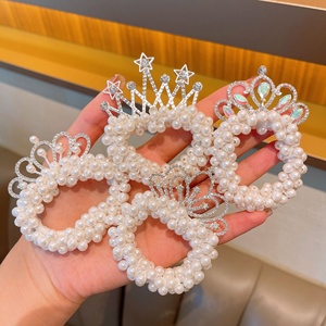 Couronne populaire pour enfants, anneau de cheveux élégant en perles, pour petite fille, n'abîme pas les cheveux, tridimensionnel - Product Image 1
