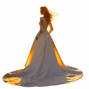 Abito da sposa taglie forti |   Abito da Sposa Leggero in Pizzo Francese |   Abito da sposa da spiaggia per matrimonio all'improvviso con strascico - Product Image 5