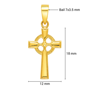 Colgante de Cruz Celta de Oro de 14K Pulido, Círculo Grabado Liso, Joyería Fina Unisex para Uso Diario para Mujeres, Hombres y Niñas - Product Image 4