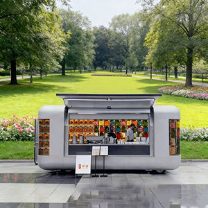 Carrito de Bebidas Móvil de Acero Inoxidable Gris Plateado de 4 Ruedas con Múltiples Compartimentos para Exhibición de Helados, Comida Rápida, Parque/Jardín - Product Image 3