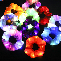 Anneaux de cheveux en satin lumineux à LED de couleur vive, porte-queue de cheval en corde, accessoires lumineux pour cheveux