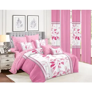 Wholesale Custom 10 Pieces Luxury Quilt Bedspread Set Curtain Bedding Set with Matching Curtains