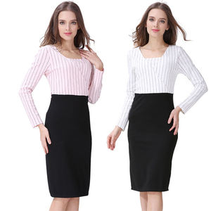 שרוול ארוך לנשים סיעוד פס שמלה לידה מתיחה בד הנקה שמלה עבור חופשת האביב - Product Image 3