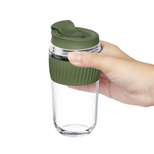 Özel Takeaway benzersiz renkli borosilikat cam seyahat kupa tasfiye içecek bardakları silikon kol ve kapak ile - Product Image 4