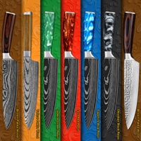 Poignée en résine verte jadéite 8 pouces 67 couches VG10 couteaux de cuisine de luxe japonais couteaux de chef en acier damas avec boîte-cadeau