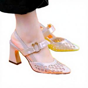 Sandalias de Plataforma con Cordones para Mujer, Diseño Moderno, Punta en Pico, Transpirables y Ligeras, Tacones de Aguja, Decoración Floral - Product Image 4