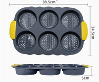 Moule à muffins en silicone 6 cavités, moule à pain à hamburger, antiadhésif, qualité alimentaire, résistant à la chaleur, passe au lave-vaisselle