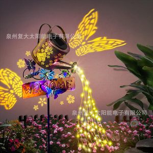 Solar Watering Can Garden <b>Light</b> With Welcome <b>Sign</b> LED Solar Powered Outdoor Decorative Stake <b>Light</b> - Product Image 1