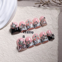 321-325 Couleurs éblouissantes Ongles pressés faits à la main en forme de canard 10 pièces Faux ongles pour les doigts Styles de design uniques