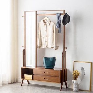 <span class=keywords><strong>Perchero</strong></span> de bambú con espejo para almacenamiento de ropa, accesorio sencillo de pie para dormitorio ordic - Product Image 1