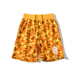 批发2020夏季高品质猿橙色迷彩运动男士短裤