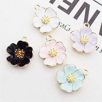 Accessoires de bijouterie DIY, pendentifs en alliage à huile goutteuse, petits pendentifs, bracelets, fleurs d'hibiscus, breloques, fournitures