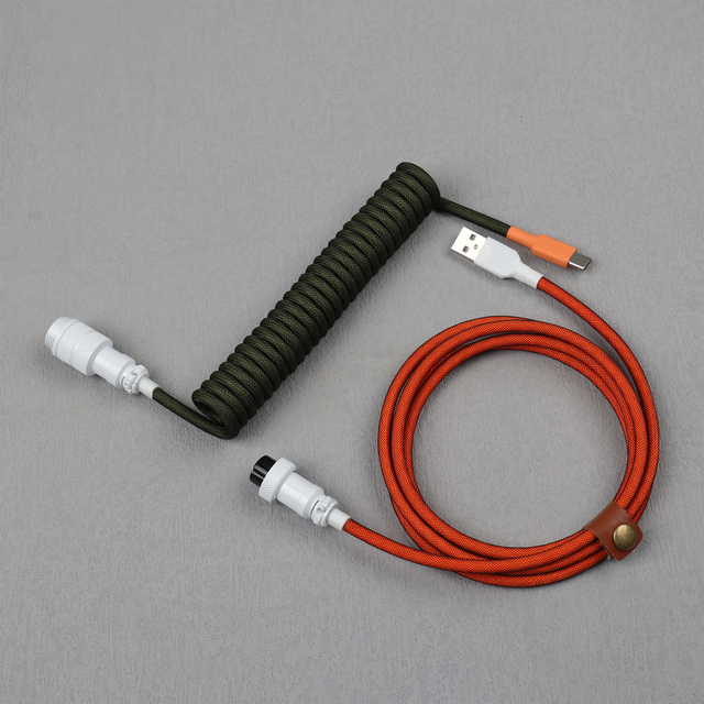 Factory USB to 5 Pin Spring Coiled Cable OEM 5PIN Male GX16 aviator to Type-c Coiled Cables for Mechanical Keyboards