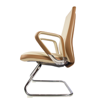 Chaise d'attente confortable en cuir bicolore avec structure cantilever en métal poli, chaise fixe pour invités, idéale pour les bureaux, les halls d'accueil et les zones de réception