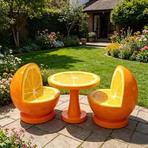 Ensemble <span class=keywords><strong>de</strong></span> <span class=keywords><strong>table</strong></span> et chaises <span class=keywords><strong>de</strong></span> café créatives en orange pour l'extérieur avec <span class=keywords><strong>parasol</strong></span> pour patio, café, jus <span class=keywords><strong>de</strong></span> fruits, décoration <span class=keywords><strong>de</strong></span> mobilier commercial amusant sur le thème des fruits - Product Image 4