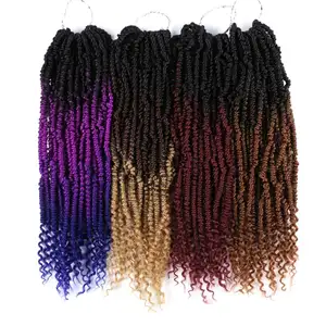 ボムツイストオンブルカラー14インチ非常に人気のあるフリードレスかぎ針編み編組髪合成バンドルアフリカの女性のための情熱ツイストヘア