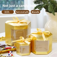 Boîte en carton découpée au laser couleur caramel avec fenêtre pour gâteaux, bonbons, pâtisseries, emballage alimentaire, boîte cadeau de mariage avec pelliculage mat