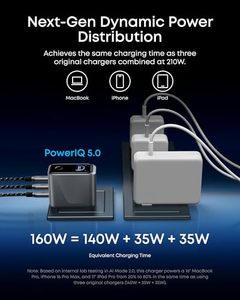 Caricatore Anker Prime, 160W 3 Porte Compatto USB C GaN, Display Intelligente e Controllo Touch, Ricarica Massima 140W - Product Image 3