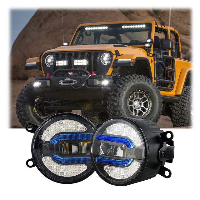 3.5 Inch LED Car Fog Light White Yellow DRL Lamp for Jeep Wrangler JK TJ LJ Grand Cherokee