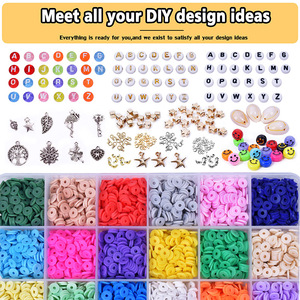 Kit de Cuentas de Arcilla para Hacer Joyería, Cuentas de Arcilla Polimérica Planas y Redondas, Diseño Propio, Cuentas de Arcilla Multicolores para Niños - Product Image 4