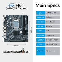 Kit de Placa Base PANDL H61, Tarjeta Madre ITX, Placa Principal Xeon E3 1230 V2, 2 Ranuras DDR3, Placa Base H61