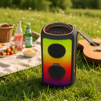 BKK / OEM 20W RMS Enceinte portable avec microphone intégré, boîtier en plastique, LED RGB, alimentation par batterie, Boombox sans fil pour extérieur