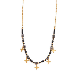 Collier pendentif étoile en pierre naturelle plaqué or 18 carats, unisexe, à porter au quotidien - Product Image 1