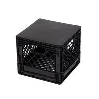 Caisse à lait pliable en plastique robuste de 16 quarts avec couvercle en plastique, panier de rangement ventilé empilable pour entrepôt et supermarché