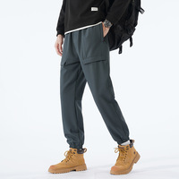 Pantalon cargo pour homme doublé polaire, chaud et épais pour l'hiver, jogging thermique décontracté, pantalon de survêtement doublé sherpa noir