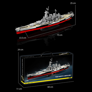 Kit modello in scala 1/300 nave della marina nave portaerei corazzata Ww2 Uss North Carolina classe corazzata Set di blocchi - Product Image 2