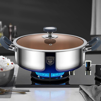 Panci Sup & Kaldu Besar dari Baja Tahan Karat dengan Tutup Panci Hot Pot Dua Rasa dengan Tutup Baja Tahan Karat Aman untuk Mesin Cuci Piring Desain Klasik