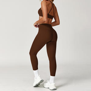 LOGO Custom Hochwertige Activewear-Sets für Frauen Schöner Rücken Hohe Taille Enger Hintern Lift Nude Feel 2-teiliges Fitness-Fitness-Set - Product Image 4