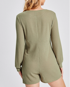 Pyjama de maternité en coton gaufré à manches lanternes, combinaison boutonnée sur le devant, grande taille, pour femmes enceintes - Product Image 3